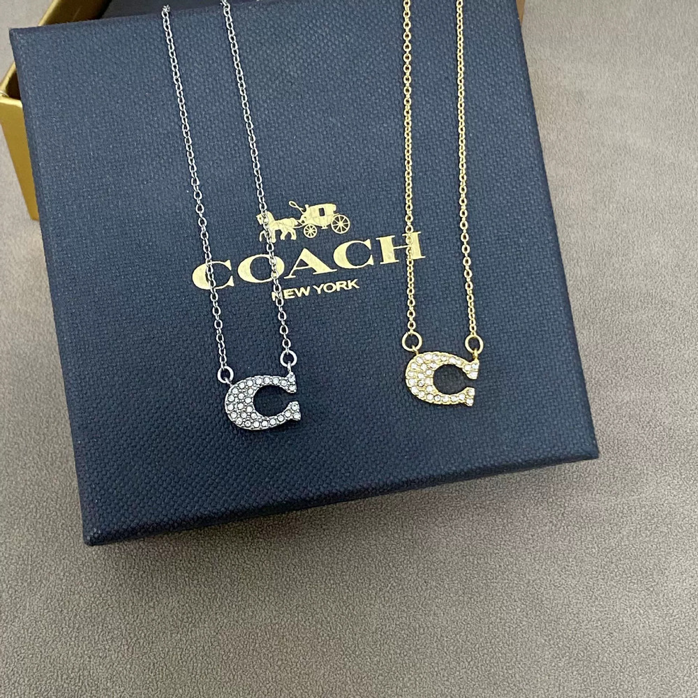Coach Alphabet Full Diamond Necklace Lady Valentine